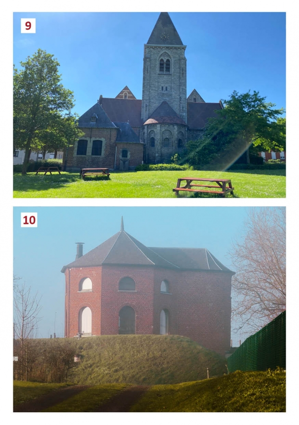 Een collage met foto's van de Sint-Dionysius en Sint-Genesiuskerk en Den Hul