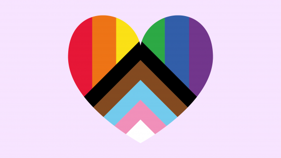 Hart in de kleuren van de Progress Pride Vlag